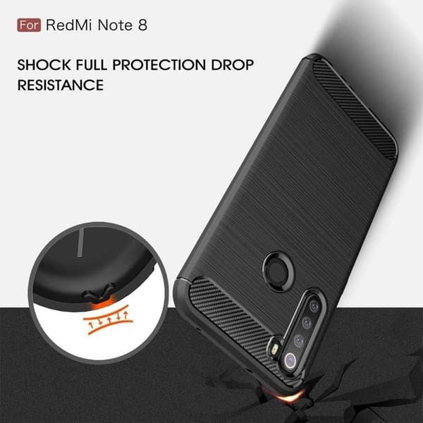 Xiaomi Redmi Note 8 iskunkestävä SlimCarbon kotelo Black