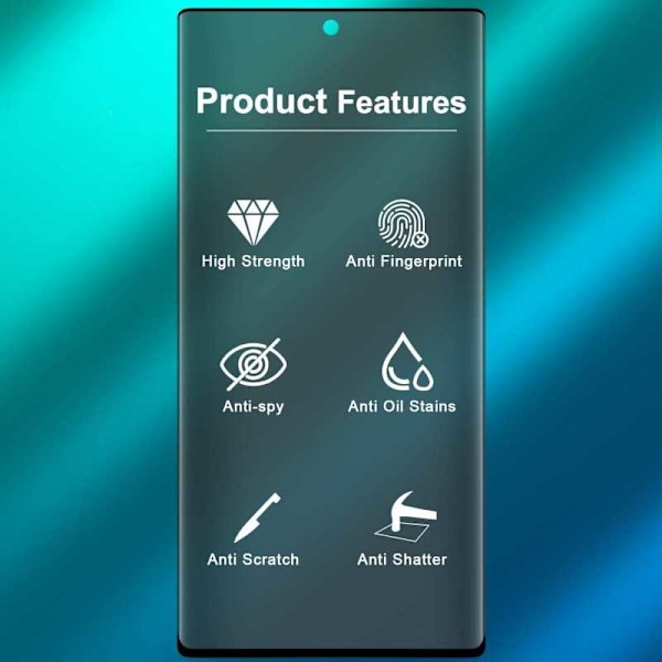 Samsung Note 20 Privacy Hærdet glas 0,26mm 2,5D 9H Transparent