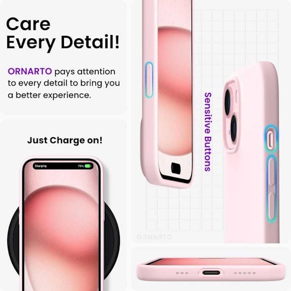 Kuminen iskunkestävä kotelo iPhone 15 Plus - vaaleanpunainen