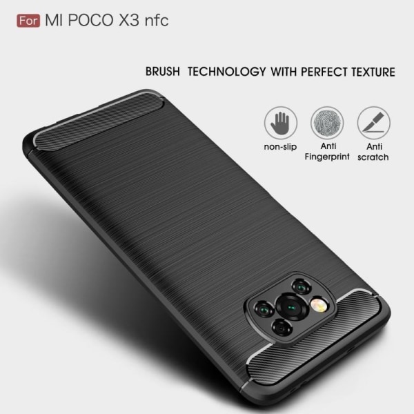 Xiaomi Poco X3 NFC iskunkestävä SlimCarbon-suojus Black
