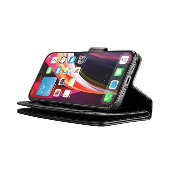 iPhone 14 Pro käytännöllinen lompakkokotelo 12-taskuisella Array V4:llä Black
