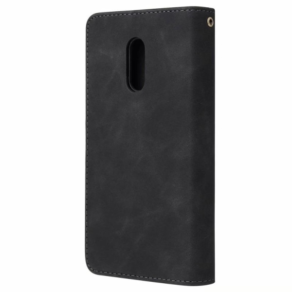 OnePlus 7 multifunksjonell lommebokveske glidelås 8-lomme Black