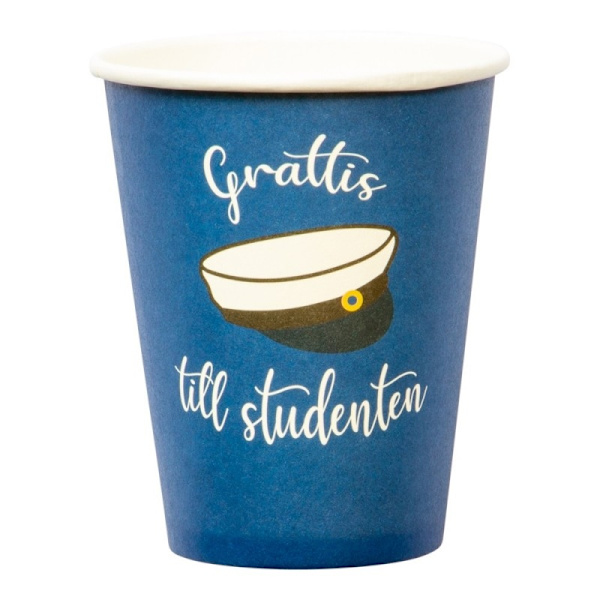 Pappersmuggar Grattis Till Student Blå 8-Pack