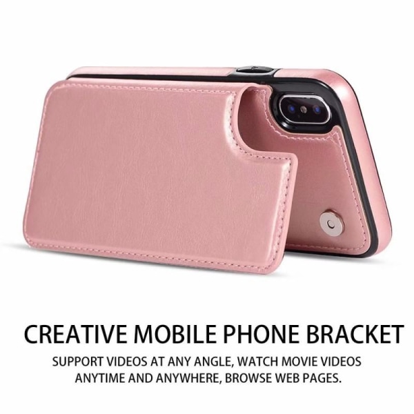 iPhone XS Max -iskunkestävä kotelo, 3-taskuinen Flippr Rose Gold Pink gold