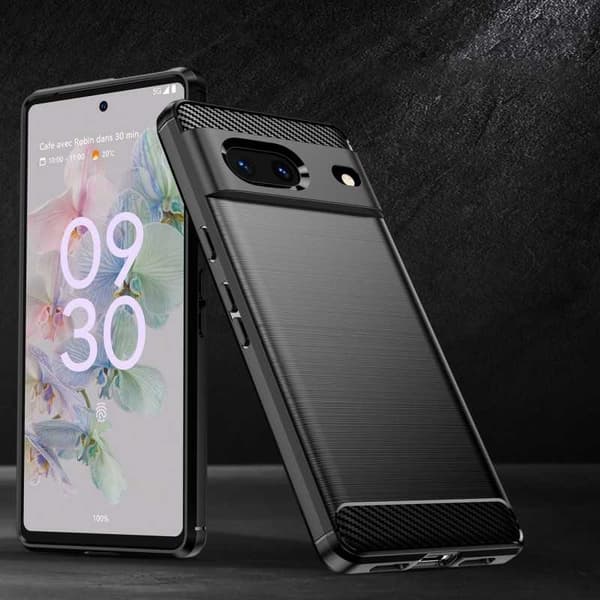 Google Pixel 7a Stöttåligt Skal SlimCarbon Black