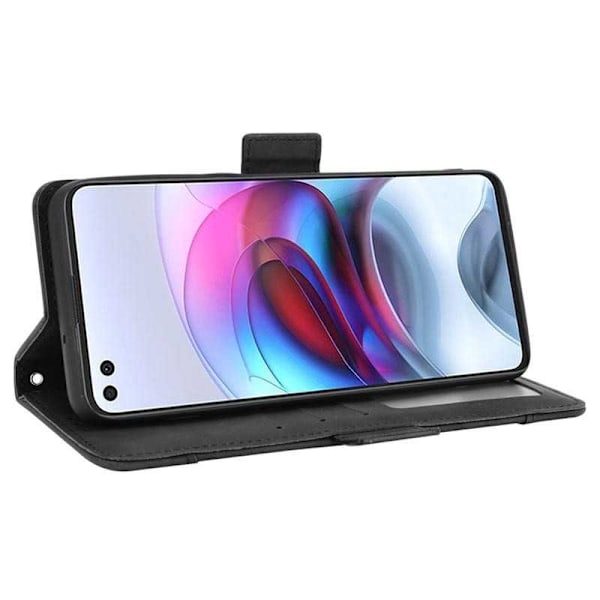 Motorola Moto G100 lompakkokotelo PU-nahkainen 6-TASKUT Winston V3 Black