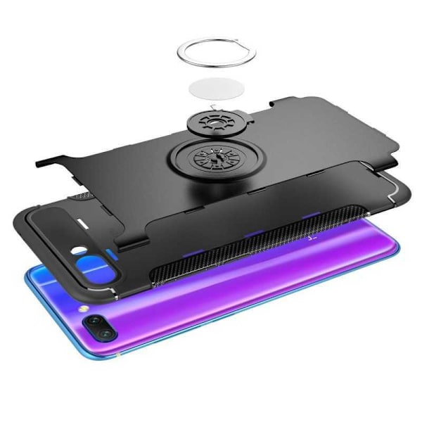Honor 10 Käytännöllinen iskunkestävä kotelo rengaspidikkeellä V2 Svart