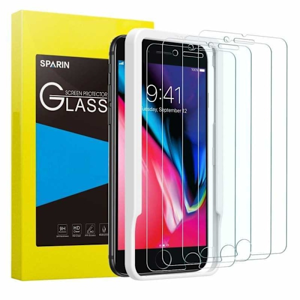 5-PACK iPhone 7 Plus karkaistu lasi 0,26 mm 2,5D 9H asennuskehyksellä Transparent