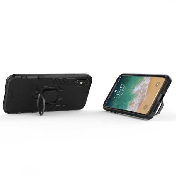 iPhone XR Iskunkestävä suojus rengaspidikkeellä ThinArmor Black