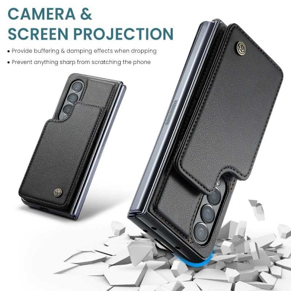CaseMe Shockproof Cover Kortholder Stander 4-rums Samsung Z Fold 4 Sort