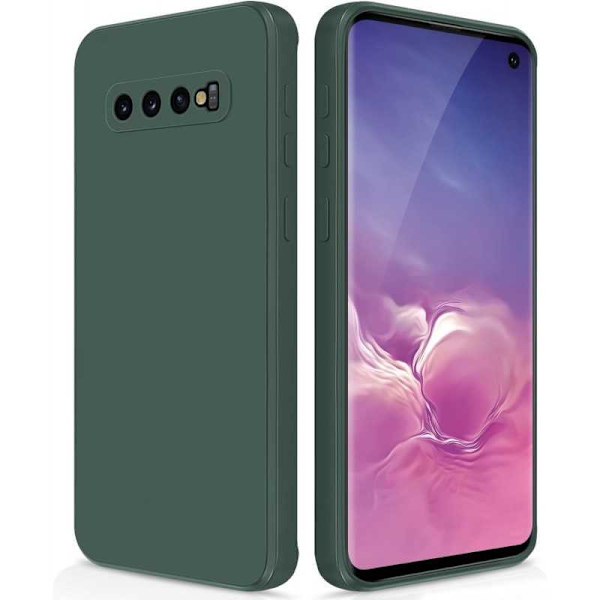 Samsung S10 Plus Gummibelagd Mattgrönt Skal Kameraskydd Liquid - Grön