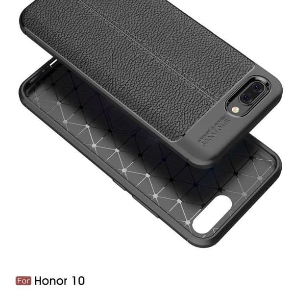 Honor 10 Stöttåligt & Stötdämpande Skal LeatherBack Svart