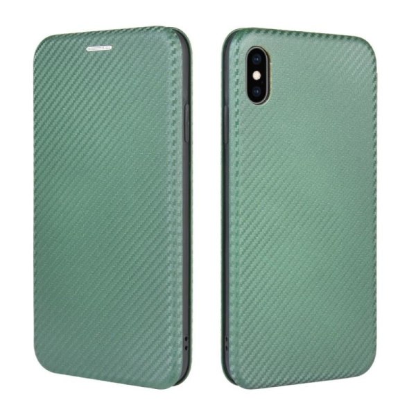 iPhone X / XS Flip-deksel Kortspor CarbonDreams Grønn Green