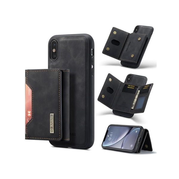 8-FACK iPhone X / XS Stöttåligt Skal med Magnetisk Korthållare D Black