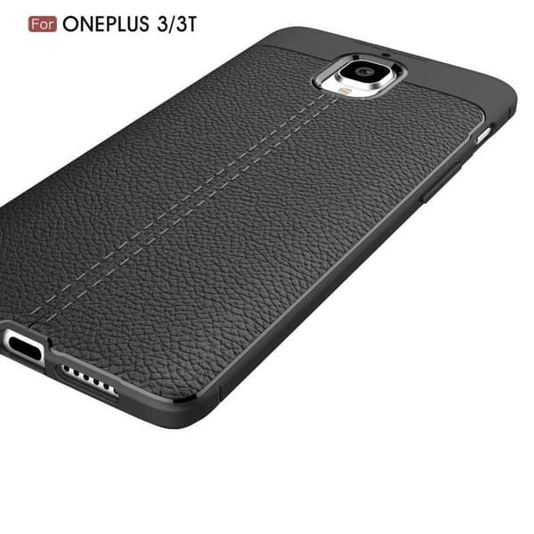 OnePlus 3 & 3T Iskunkestävä ja iskuja vaimentava LeatherBack Svart