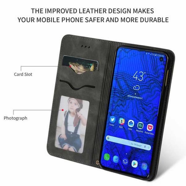 Samsung S10e Flipfodral Kortfack Mocka Svart