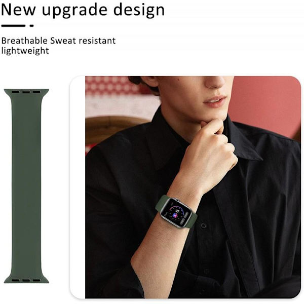 Elastisk Sportarmband Apple Watch 42/44/45/49mm DarkGreen Large