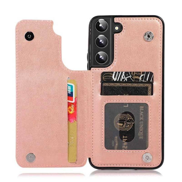Samsung S22 Plus iskunkestävä kotelo, 3-taskuinen Flippr V2 Pink gold