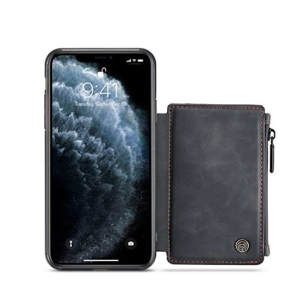 iPhone 11 Pro Max Skal Korthållare & Dragkedja 4-FACK CaseMe Flippr Svart