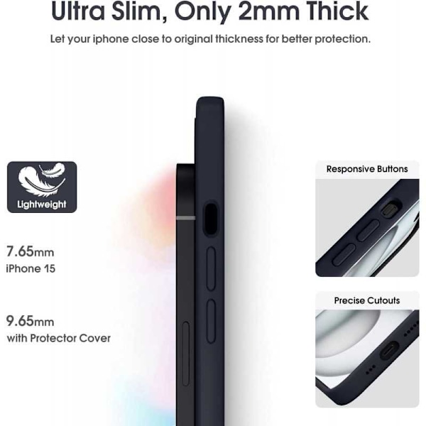 iPhone 16 Plus Gummibelagd Mattsvart Skal Kameraskydd Liquid - Svart