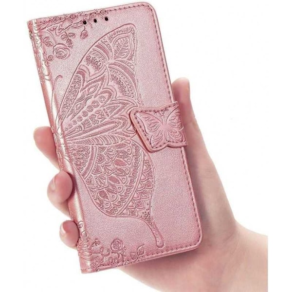 iPhone 6S/7/8/SE 2020&2022 Plånboksfodral PU-Läder 4-FACK Motiv Fjäril Lila