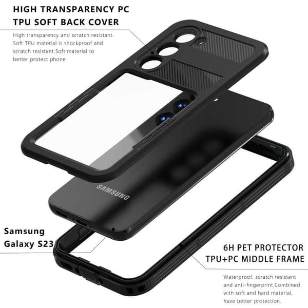 Samsung S23 Plus Täysi peittävä vedenpitävä Premium Shell - 2m