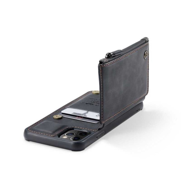 iPhone 11 Pro Max Skal Korthållare & Dragkedja 4-FACK CaseMe Flippr Svart