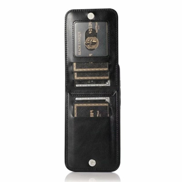 iPhone 15 Pro Mobilskal Korthållare 5-FACK Retro V3 Svart