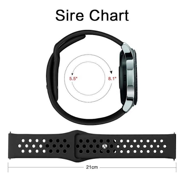 Universalt Stilrent Klockarmband Sport Runnr - 22mm Svart Svart