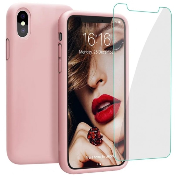 Gummibelagt stilfuldt cover 3in1 iPhone X / XS - Pink
