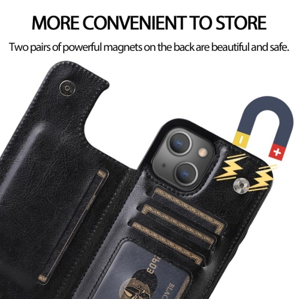 iPhone 14 Max iskunkestävä kansikorttipidike 3-taskuinen Flippr Black