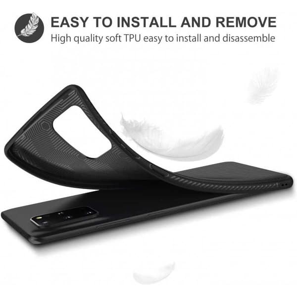 Samsung Galaxy S20 Plus tyylikäs iskunkestävä FullCarbon V3 Black