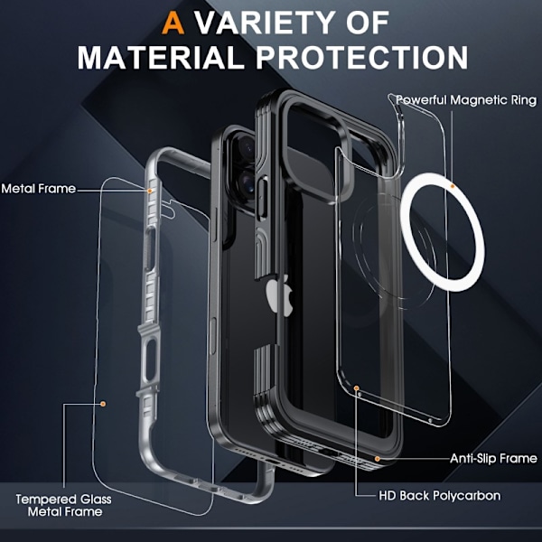 iPhone 16 Pro Max Heltäckande Magsafe Premium 3D Skal 3in1 ThreeSixty