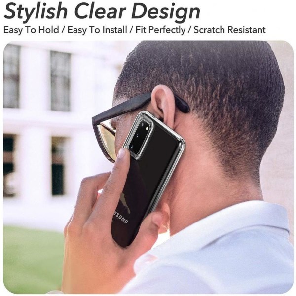 Samsung S20 stødabsorberende cover med ridsefrit plexiglas Black