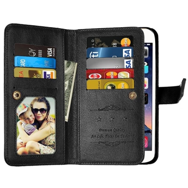 Z3 Kompakti käytännöllinen lompakkokotelo, jossa 11 lokeroa Black