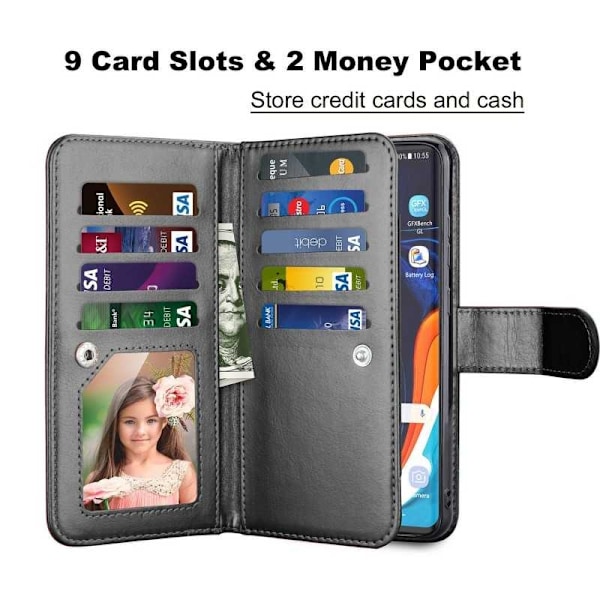 Samsung S20 Plus Praktiskt Plånboksfodral 2in1 med 11-Fack Loop Svart