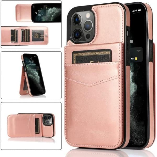 iPhone 15 Pro Max mobil deksel kortholder 5-FACK Retro V3 Rosenguld