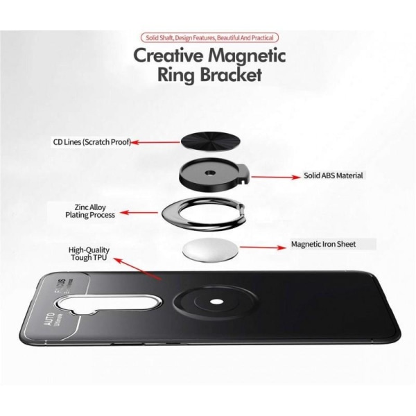 OnePlus 8 Praktisk stødsikkert cover med ringholder V3 Black