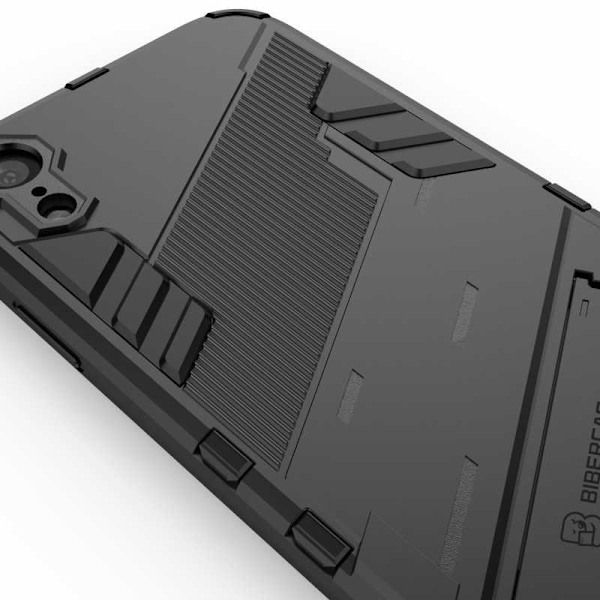 iPhone XR iskunkestävä kotelo jalustalla ThinArmor V2 Svart