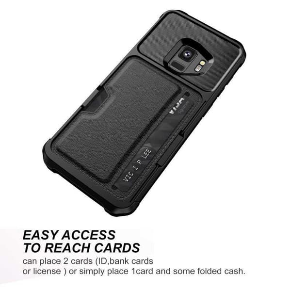 Samsung S9 Plus Iskunkestävä kansi korttilokerolla Solid V2 Black