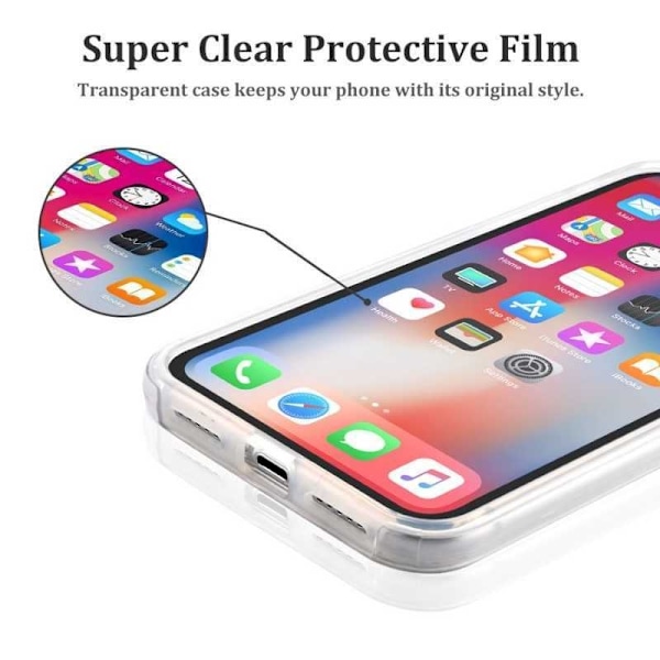 360° täysin peittävä ja iskuja vaimentava kotelo iPhone 7:lle Transparent