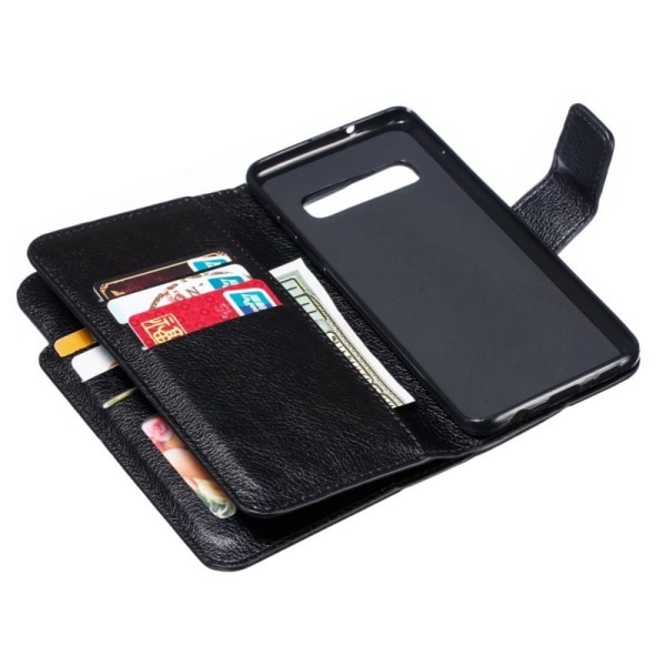 Käytännöllinen Samsung S10 Plus -lompakkokotelo, jossa 12-taskui