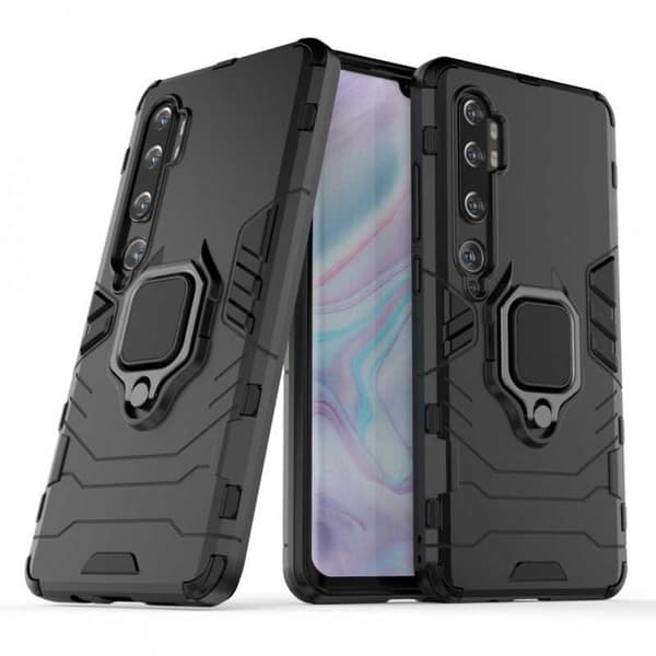 Xiaomi Mi 10 Pro iskunkestävä suojus sormustelineellä ThinArmor Black