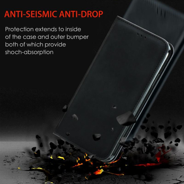 Samsung Galaxy S22 Plus Flip Case Korttilokero Suede Black