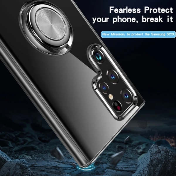 Samsung Galaxy S22 Ultra iskunkestävä suojus sormustelineellä Fr Transparent