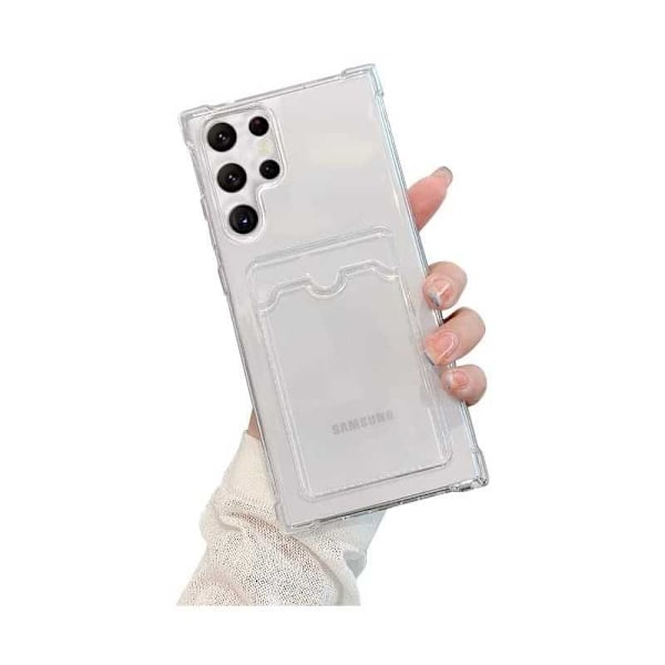 Stöttåligt Skal med Kortfack Förstärkta Hörn Samsung S22 Ultra Transparent
