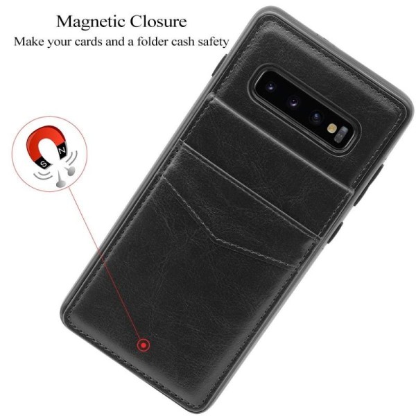 Samsung S10 Plus Mobile Cover Card Holder 4-SLOT Retro V3 Black