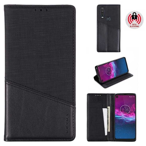 Motorola One Action Elegant Case i PU-læder med RFID-blok Black