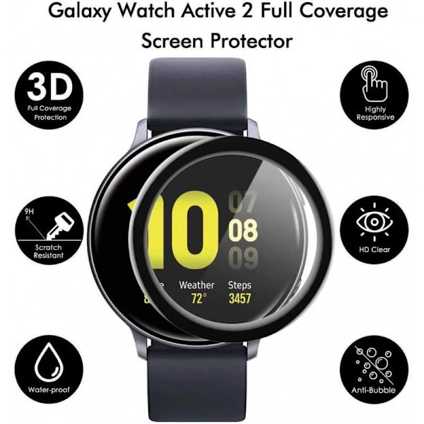 2-PACK Samsung Watch Active 2 40mm 3D karkaistu lasi 0,2mm 9H Transparent