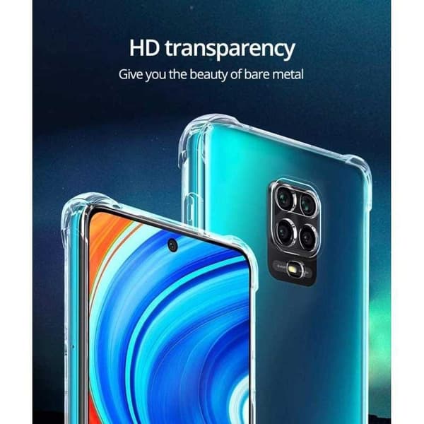 Xiaomi Redmi Note 9 iskuja vaimentava silikonikotelo Shockr Transparent